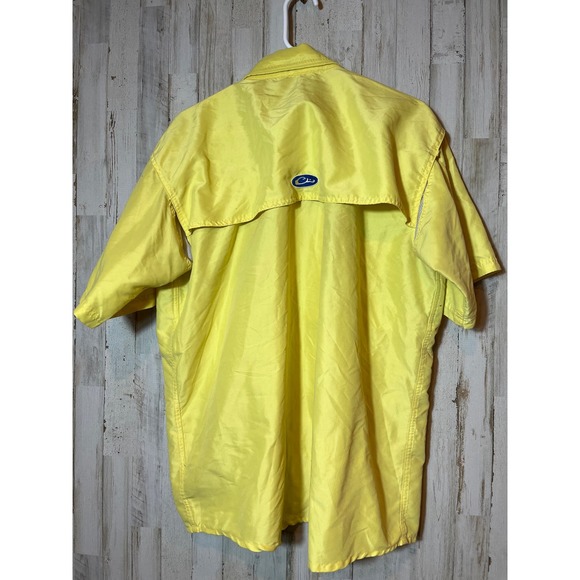 Drake Yellow Short Sleeve Fishing Shirt Size M - Picture 4 of 5